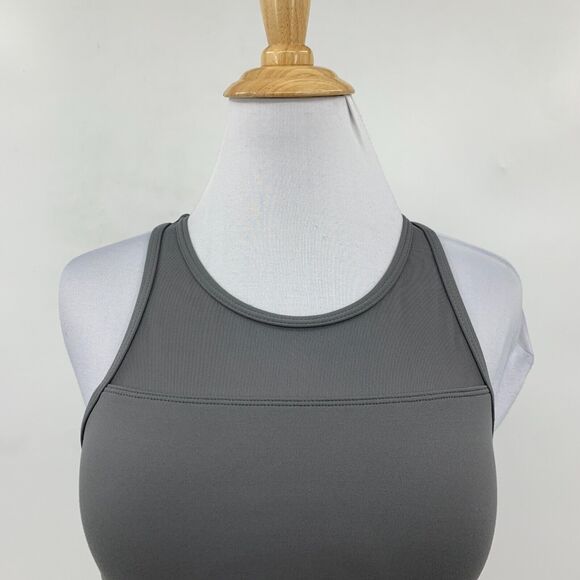 Zyia Active Sports Bra Womens Small Gray Mesh Panel Racerback Zip Back Longline - Picture 3 of 14